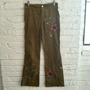 Oilily green embroidered flared pants